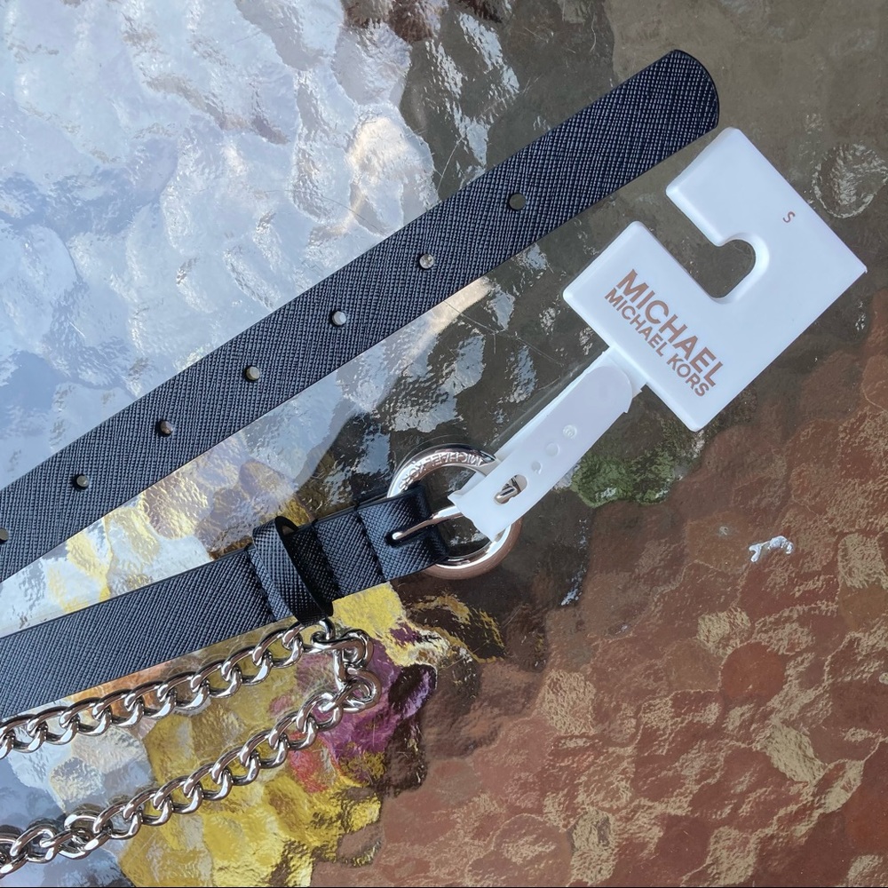 Michael Kors Black Silver Chain Belt New NWT - Picture 5 of 5